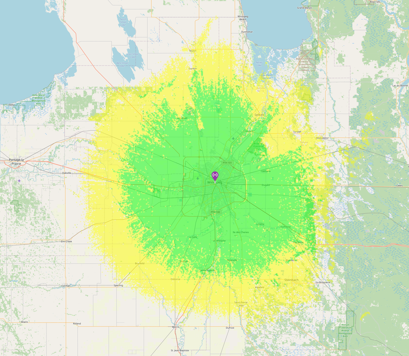 VE4ACX Coverage Map